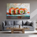 Canlı Sushi Sanatı Cam Tablo - Mutfaklar İçin Modern Duvar Dekoru