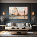 Londra Manzarası Modern Sanat Cam Tablo - Big Ben ve London Eye