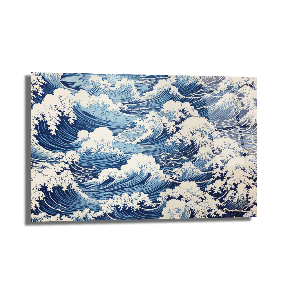 Büyük Dalga Ukiyo-e Japon Sanatı Cam Tablo