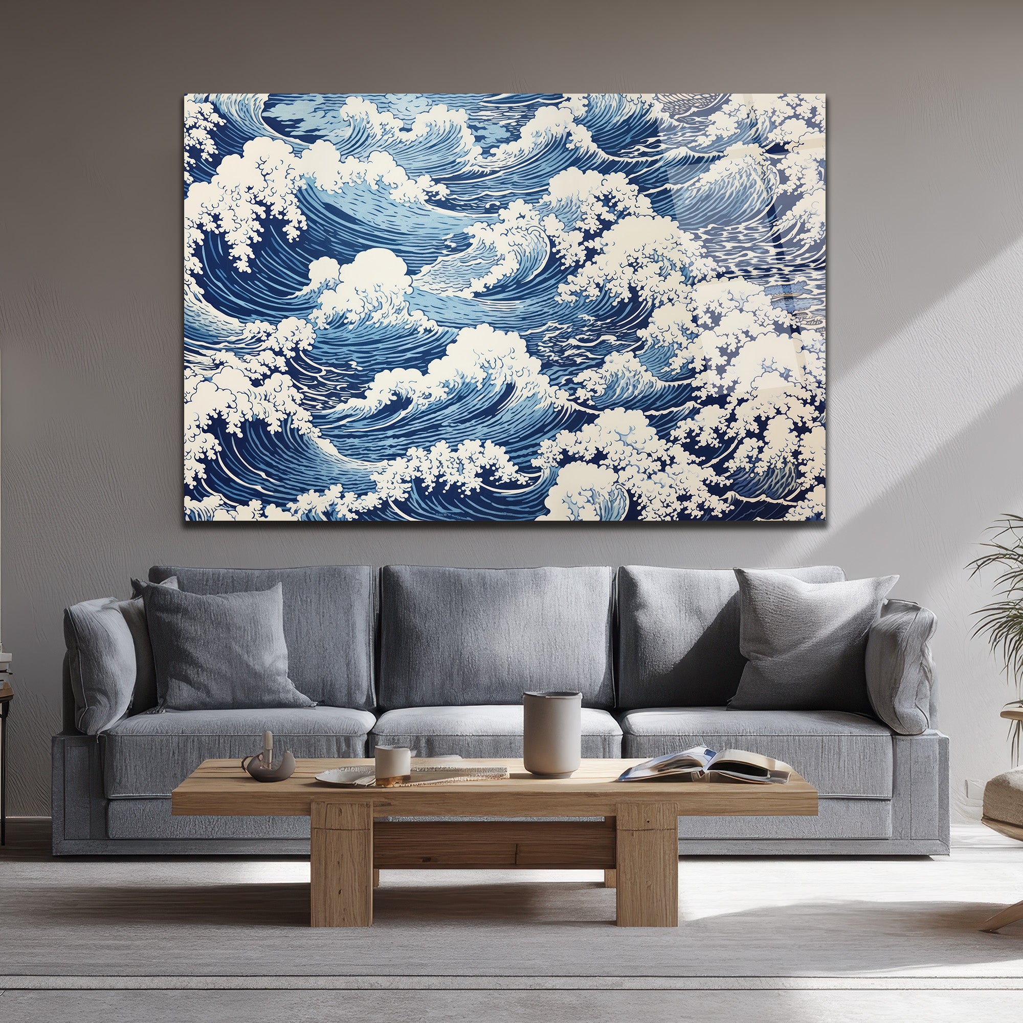 Büyük Dalga Ukiyo-e Japon Sanatı Cam Tablo