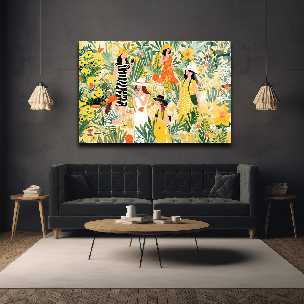 Yaz Bahçesi Neşesi Modern Sanat Cam Tablo