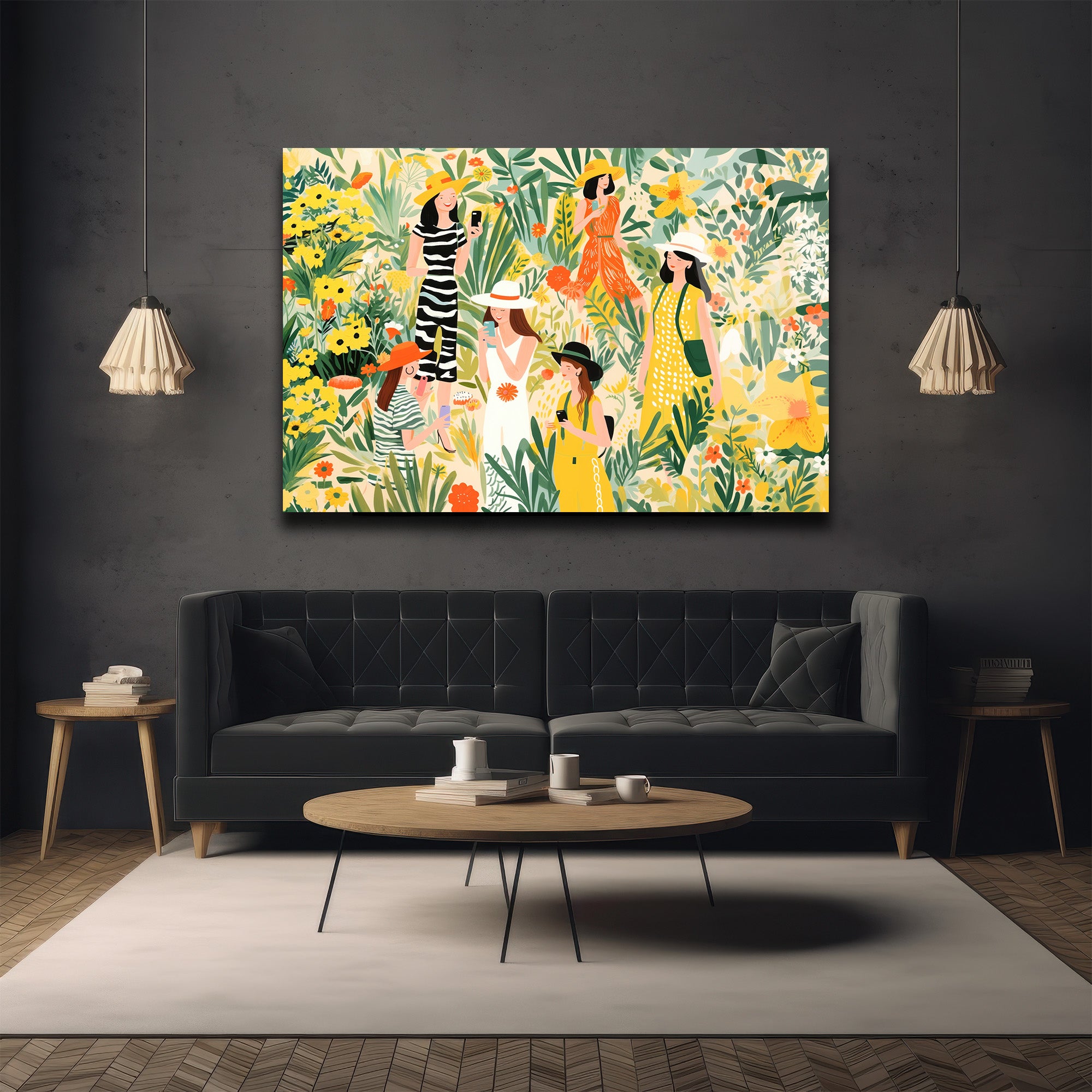 Yaz Bahçesi Neşesi Modern Sanat Cam Tablo