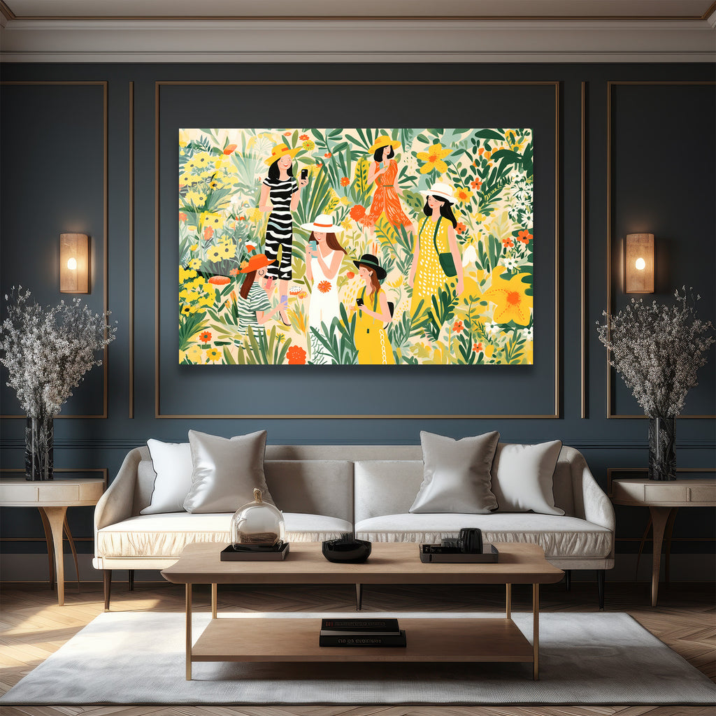 Yaz Bahçesi Neşesi Modern Sanat Cam Tablo