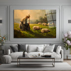 Çoban ve Sürü Cam Tablo - Huzurlu Pastoral Sanat