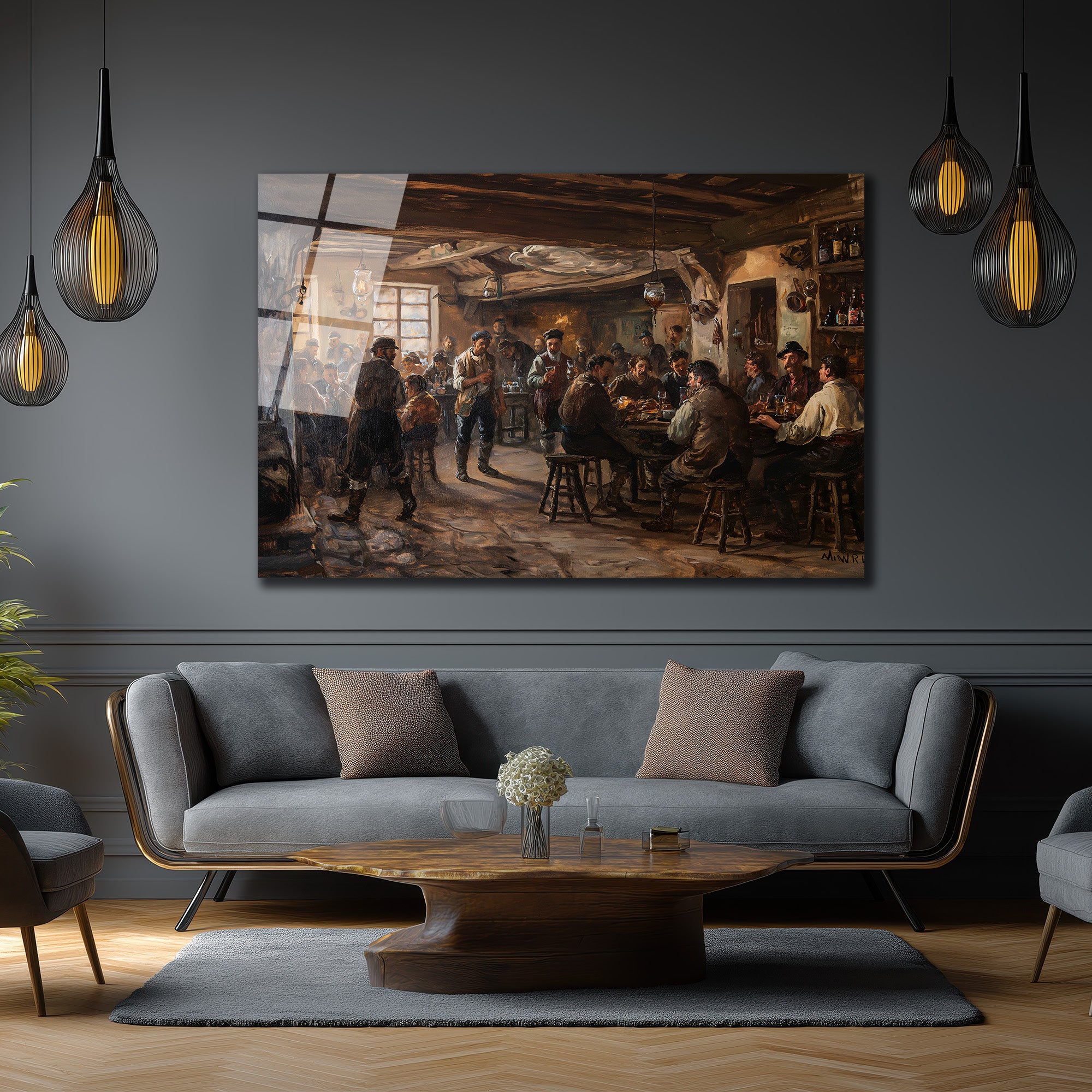 Canlı Meyhane Sohbetleri Cam Tablo - Rustik Pub Atmosferi