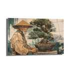 Bonsai Ustası ve Sakin Dünya Cam Tablo