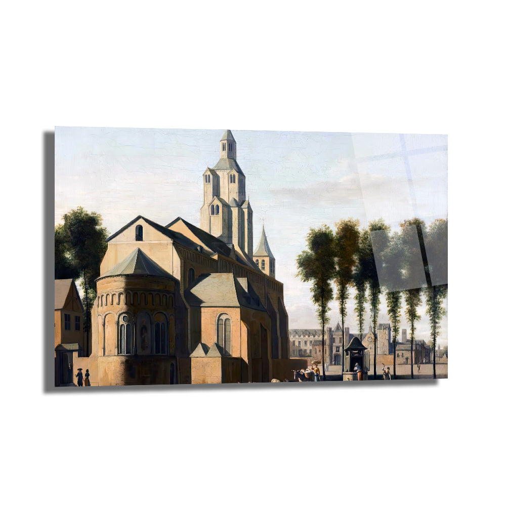 Tarihi Kilise Manzarası Temalı Cam Tablo
