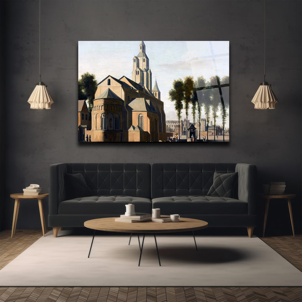 Tarihi Kilise Manzarası Temalı Cam Tablo