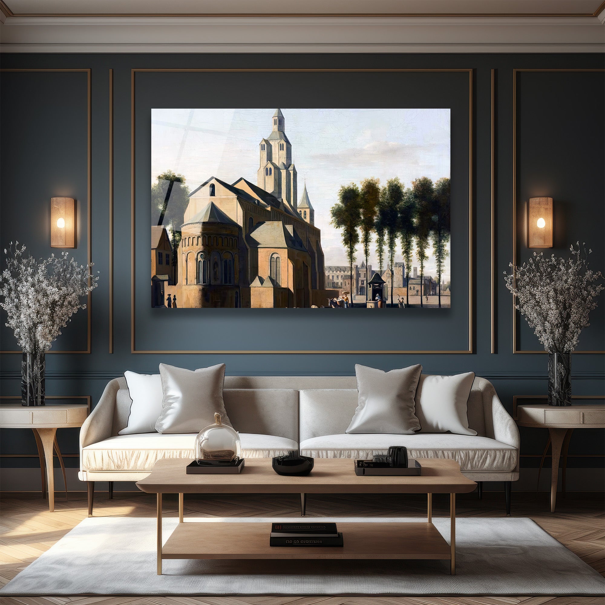 Tarihi Kilise Manzarası Temalı Cam Tablo
