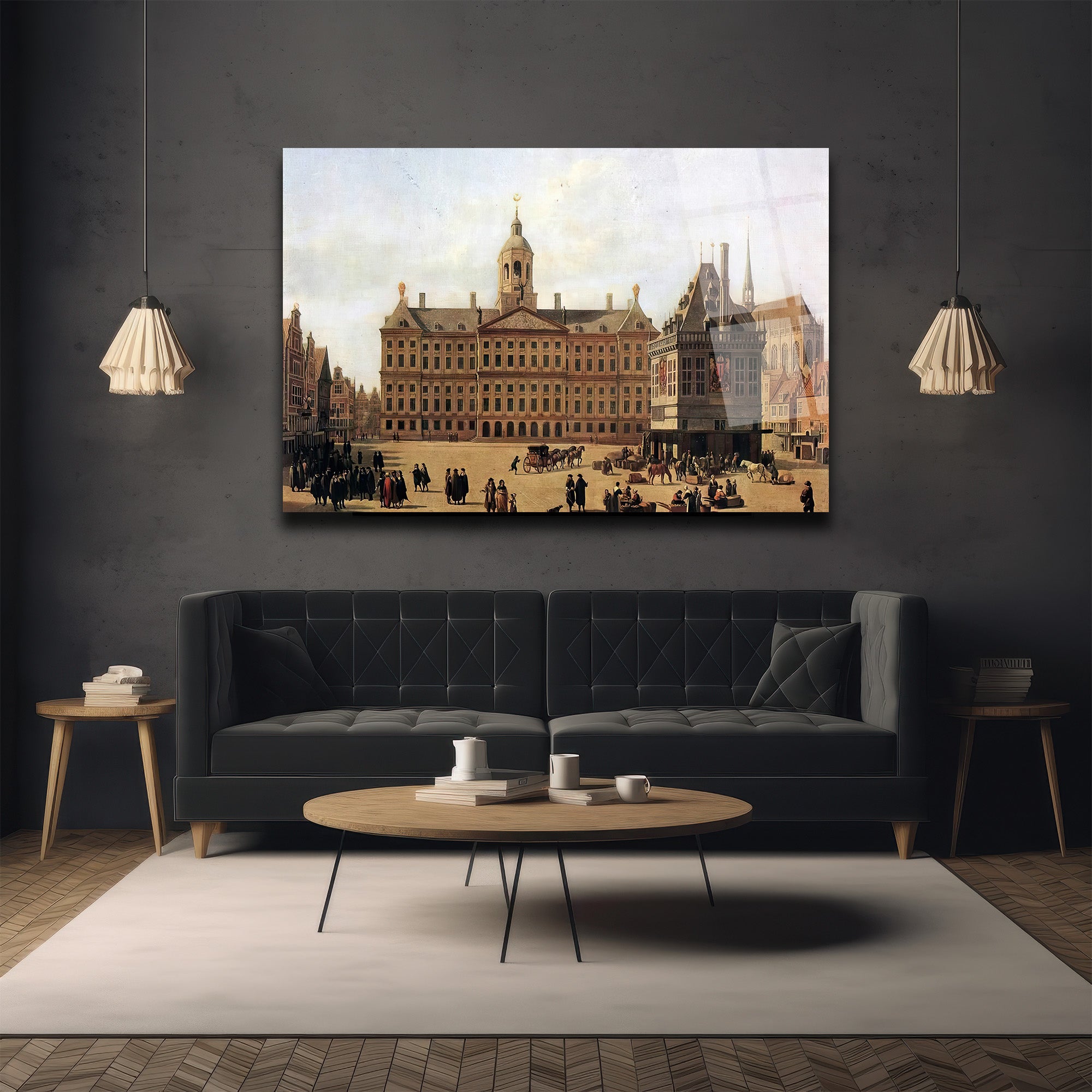 Amsterdam Dam Meydanı Tarihi Cam Tablo