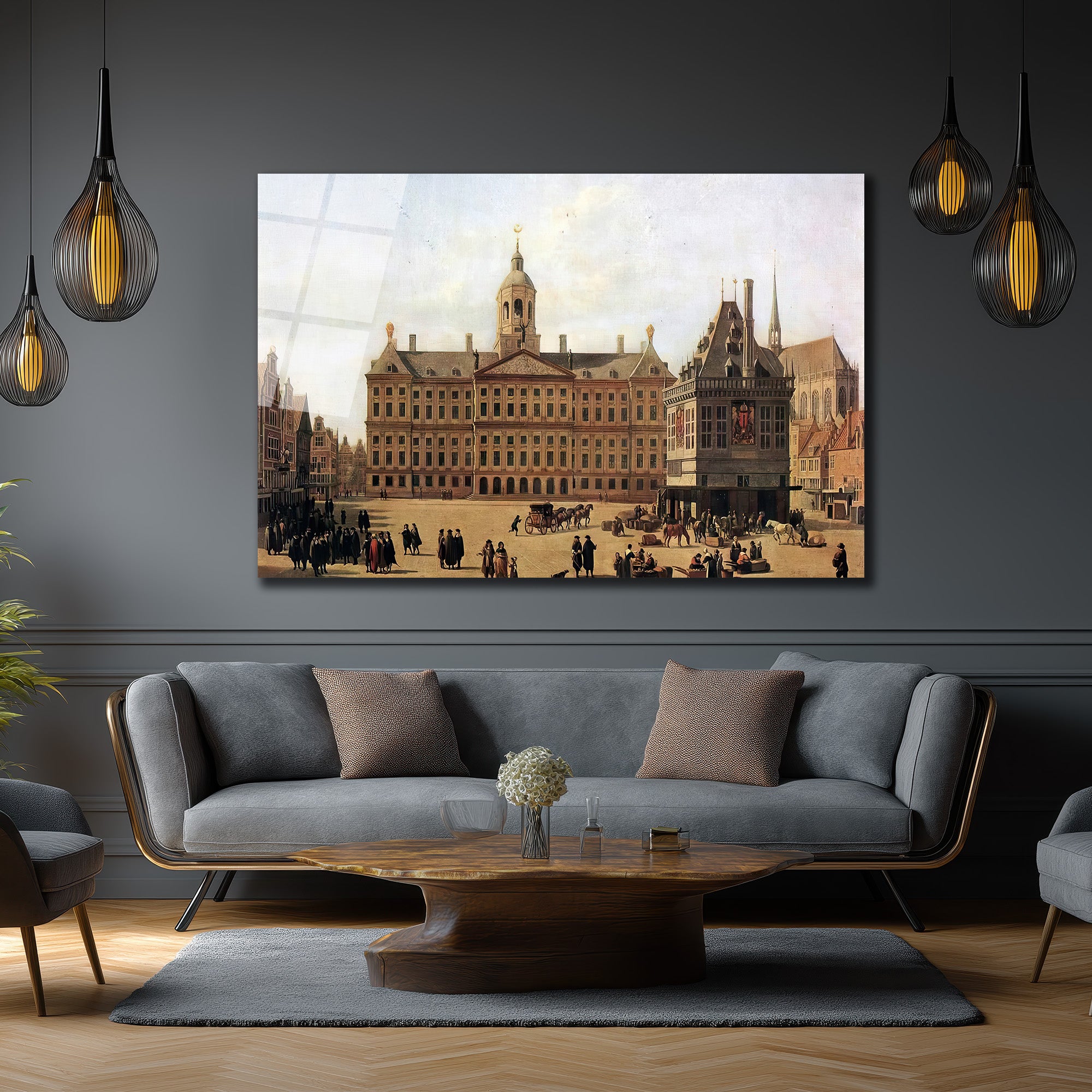 Amsterdam Dam Meydanı Tarihi Cam Tablo