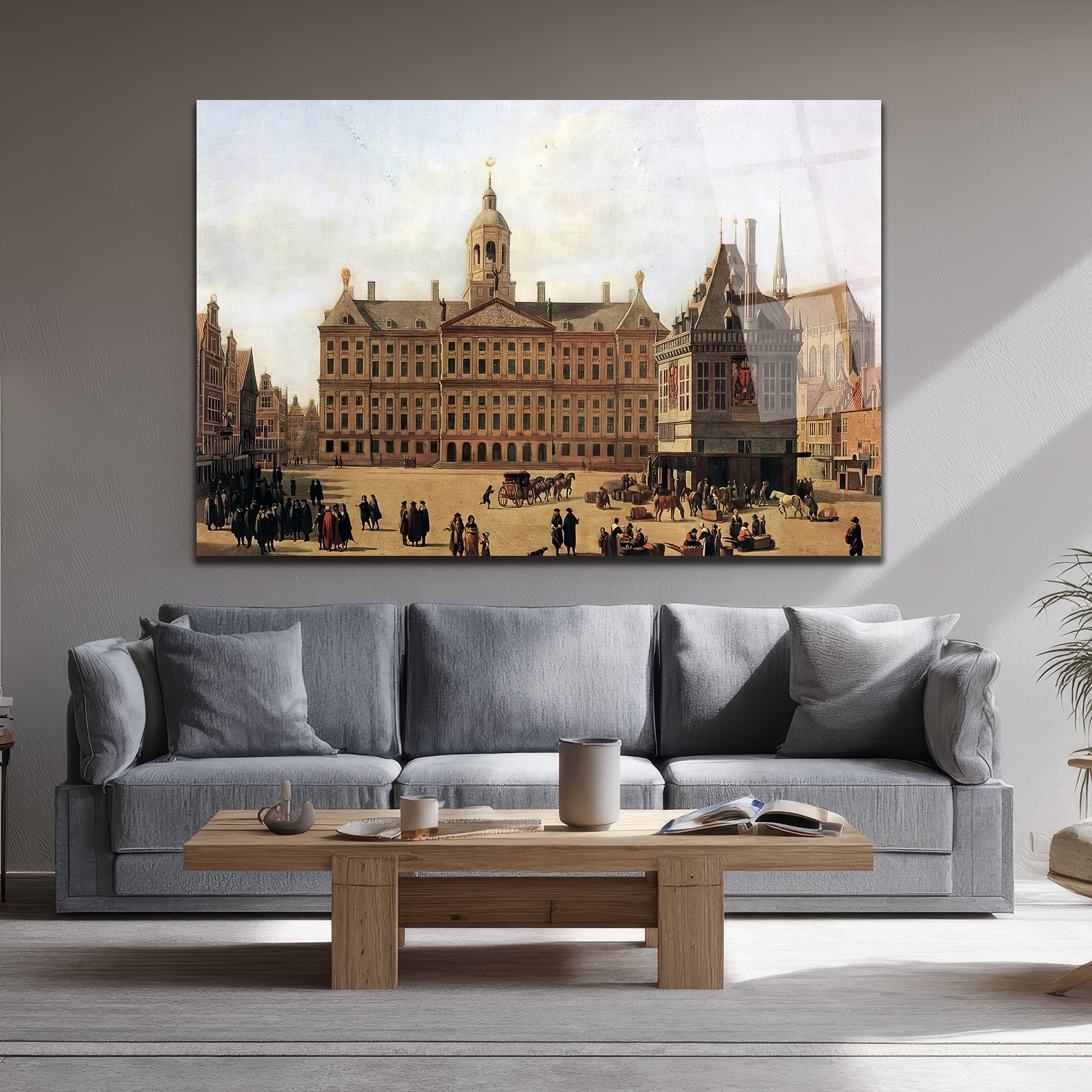 Amsterdam Dam Meydanı Tarihi Cam Tablo