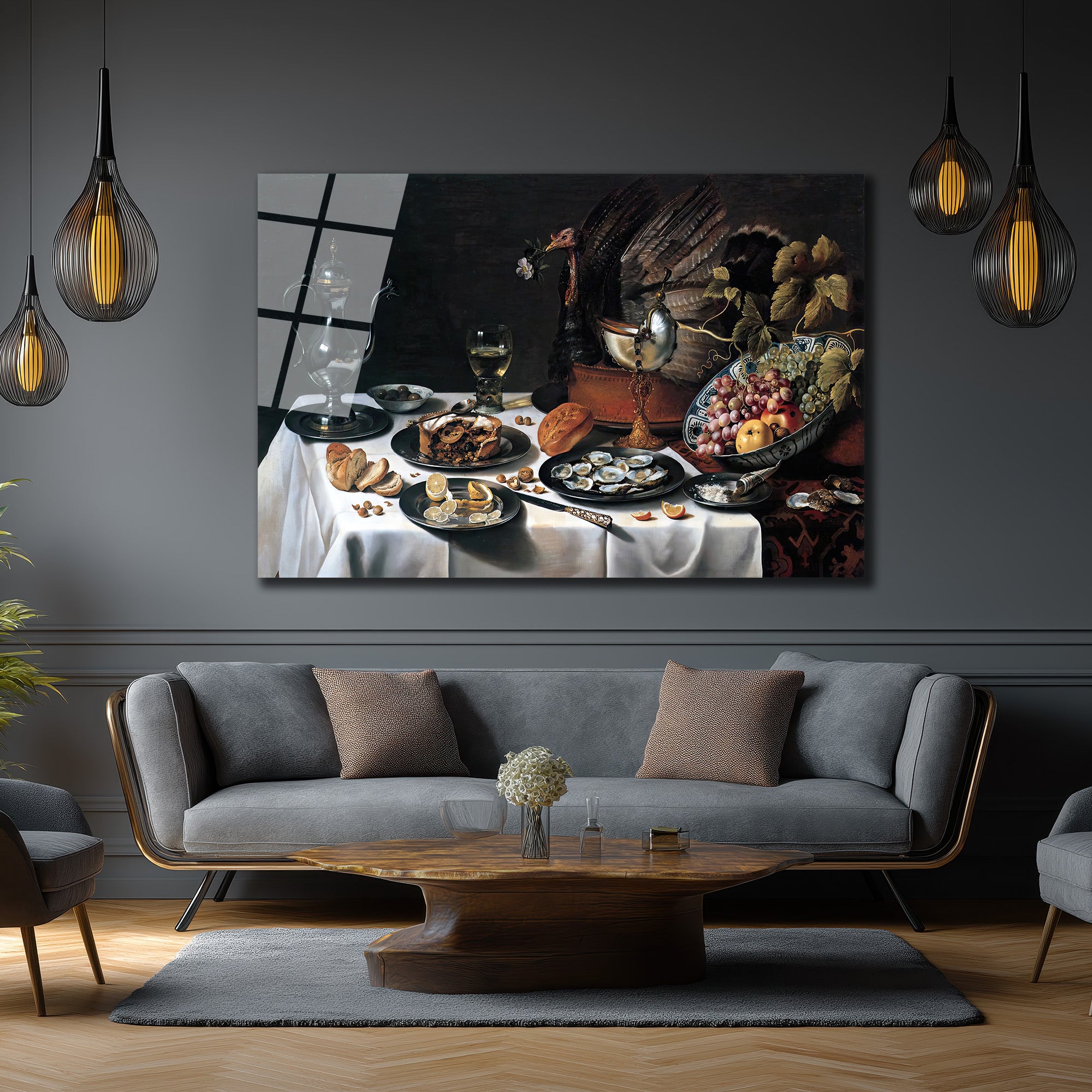 Hollanda Altın Çağı Ziyafet Sofası Cam Tablo