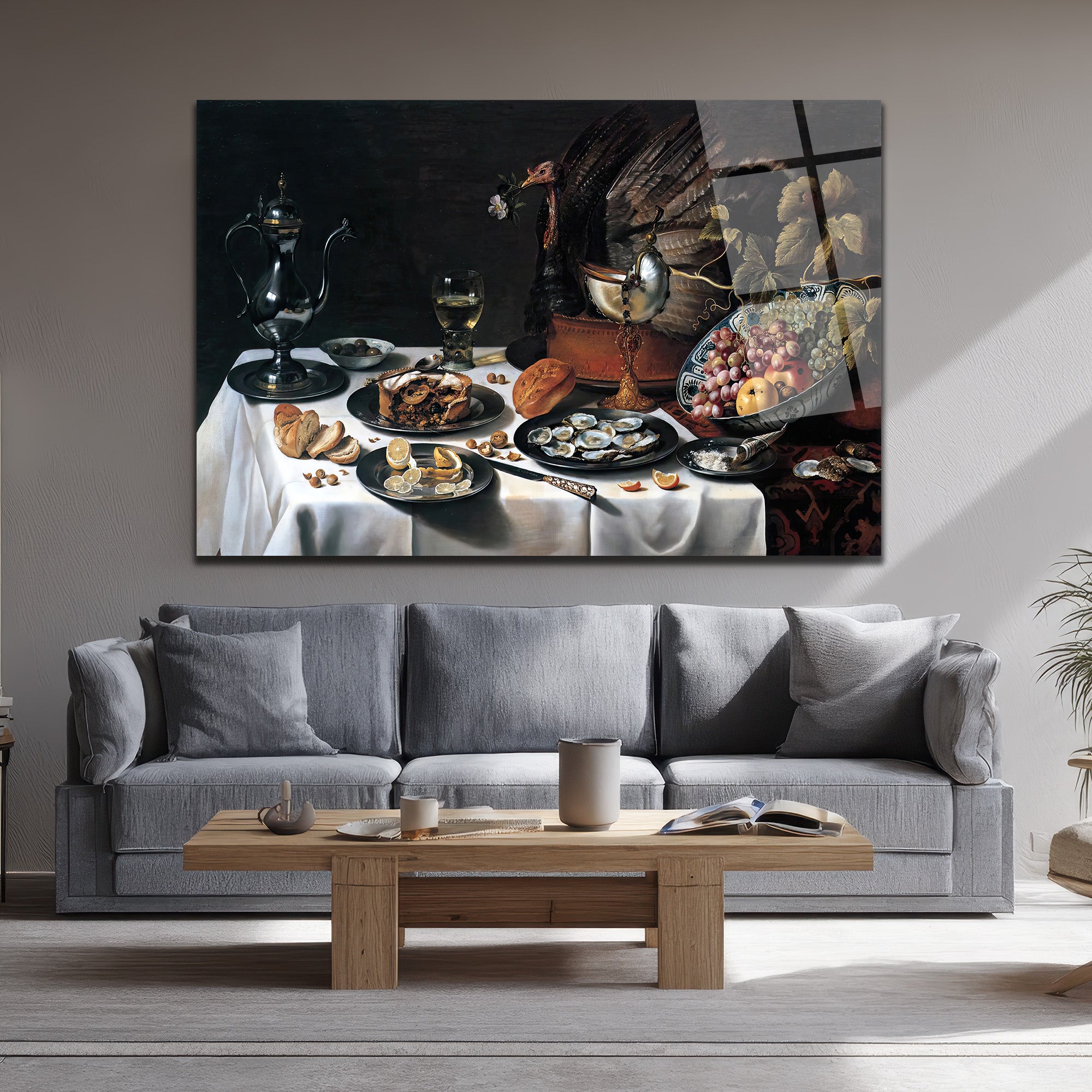 Hollanda Altın Çağı Ziyafet Sofası Cam Tablo