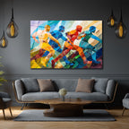 Dinamik Koşucular Modern Sanat Cam Tablo - Enerji ve Hız