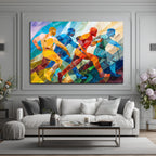 Dinamik Koşucular Modern Sanat Cam Tablo - Enerji ve Hız