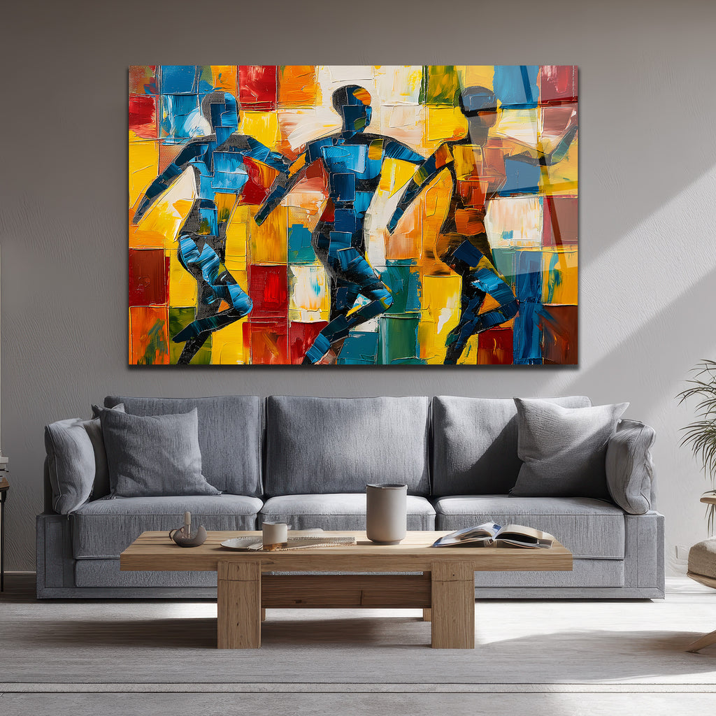 Enerjik Adımlar: Modern Sanat Cam Tablo