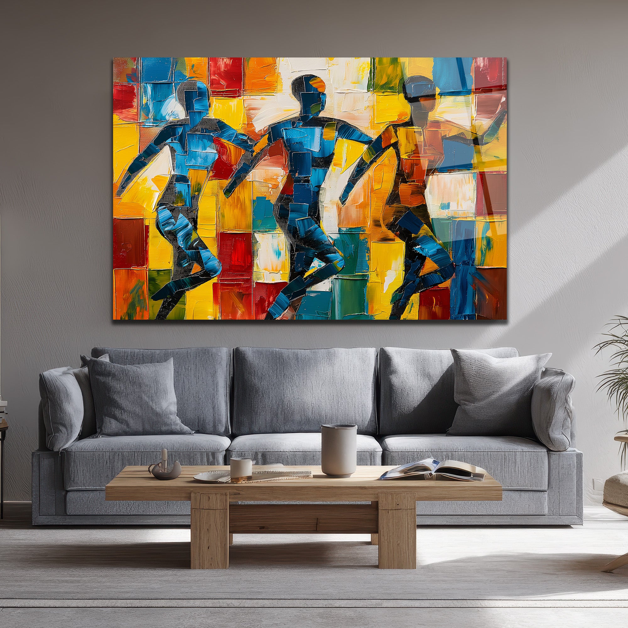 Enerjik Adımlar: Modern Sanat Cam Tablo