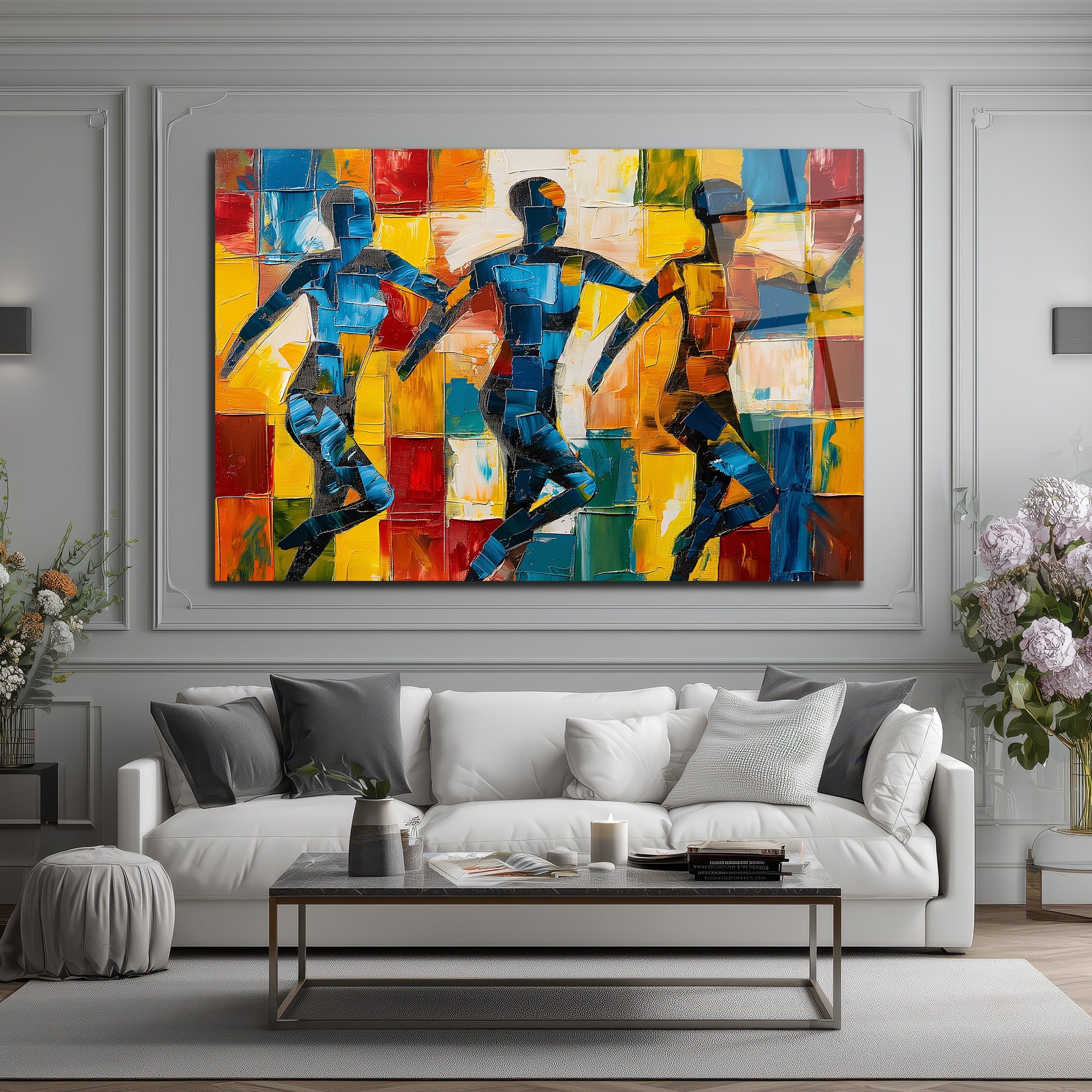 Enerjik Adımlar: Modern Sanat Cam Tablo