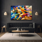 Dinamik Koşucular Modern Sanat Cam Tablo