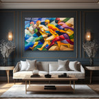 Dinamik Koşucular Modern Sanat Cam Tablo