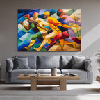Dinamik Koşucular Modern Sanat Cam Tablo