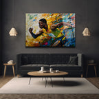 Dinamik Atlet Hareketi Soyut Sanat Cam Tablo