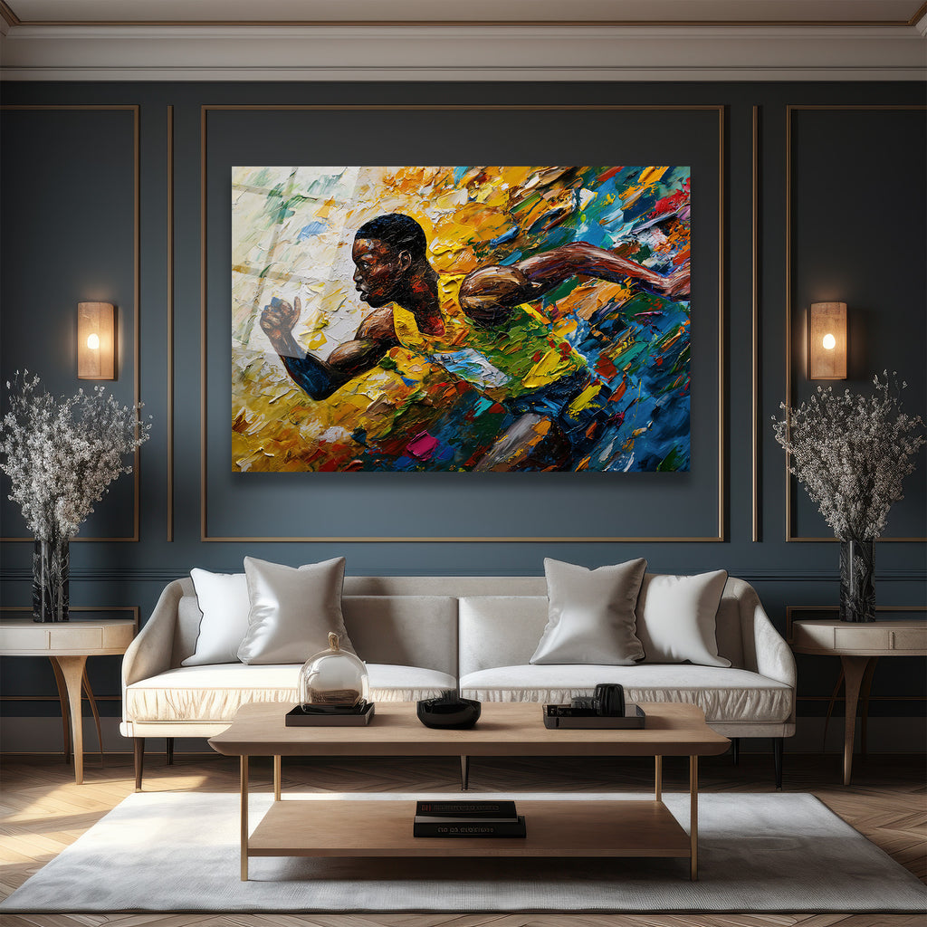 Dinamik Atlet Hareketi Soyut Sanat Cam Tablo
