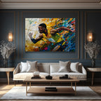 Dinamik Atlet Hareketi Soyut Sanat Cam Tablo