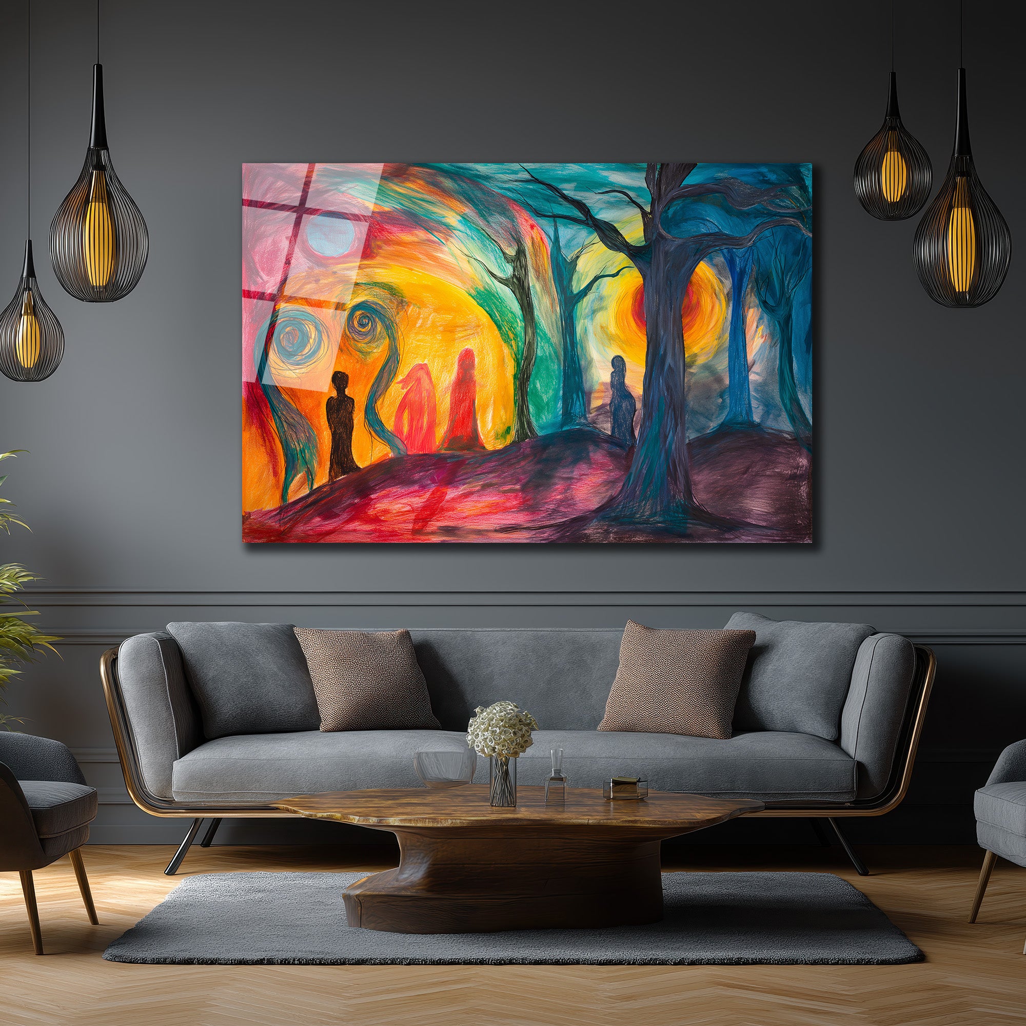 Rüya Ormanı: Renkli Düşler ve Gizemli Yolculuk Cam Tablo