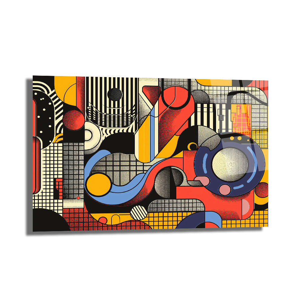 Dinamik Ritimler Soyut Sanat Cam Tablo