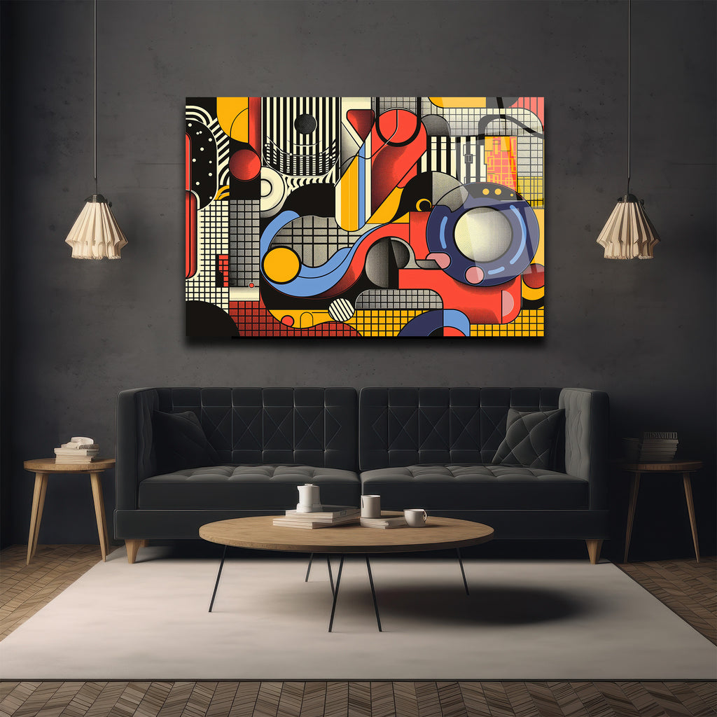 Dinamik Ritimler Soyut Sanat Cam Tablo