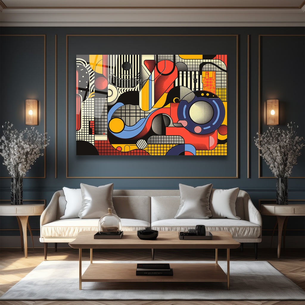 Dinamik Ritimler Soyut Sanat Cam Tablo