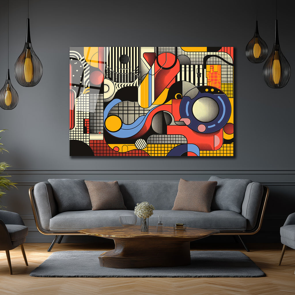 Dinamik Ritimler Soyut Sanat Cam Tablo