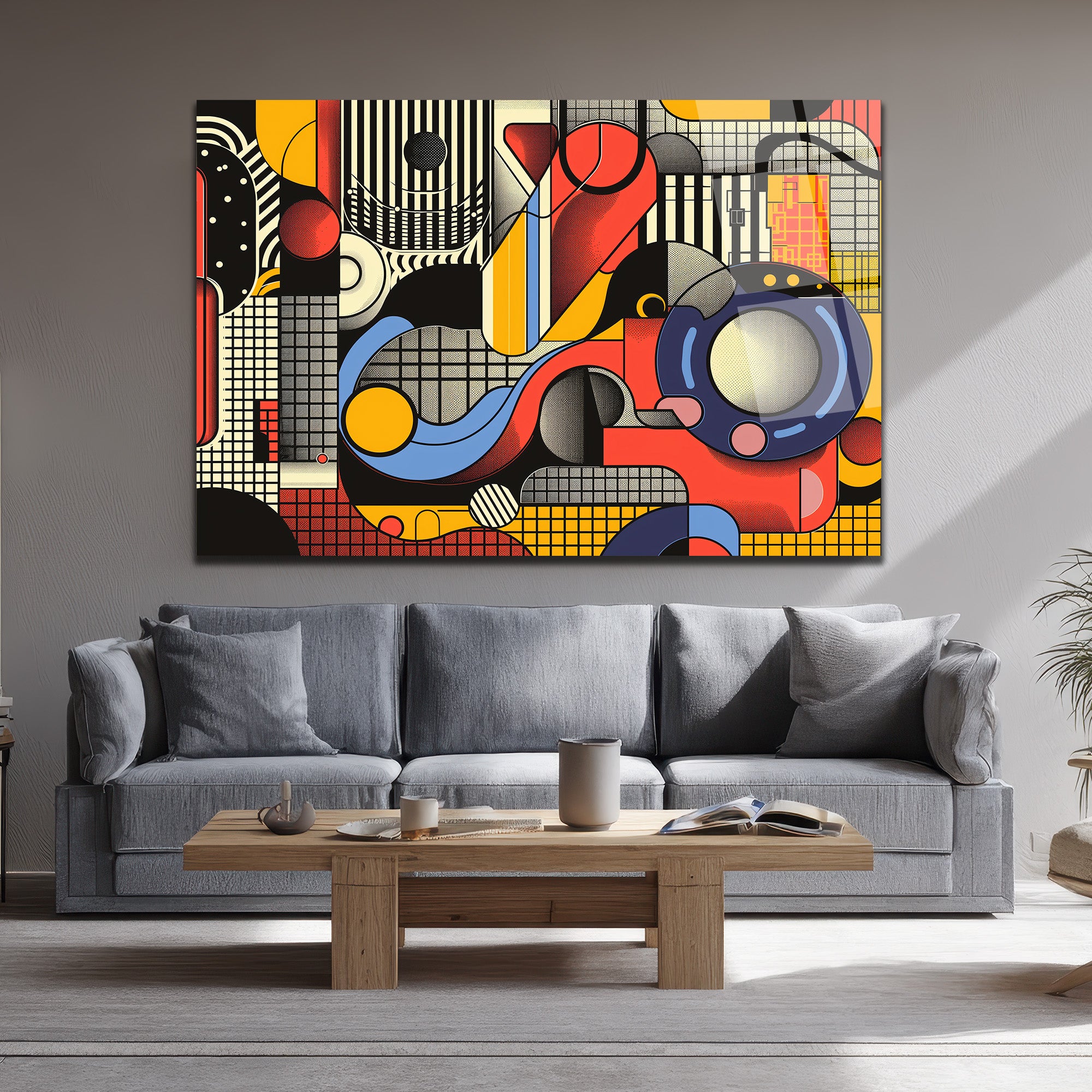 Dinamik Ritimler Soyut Sanat Cam Tablo