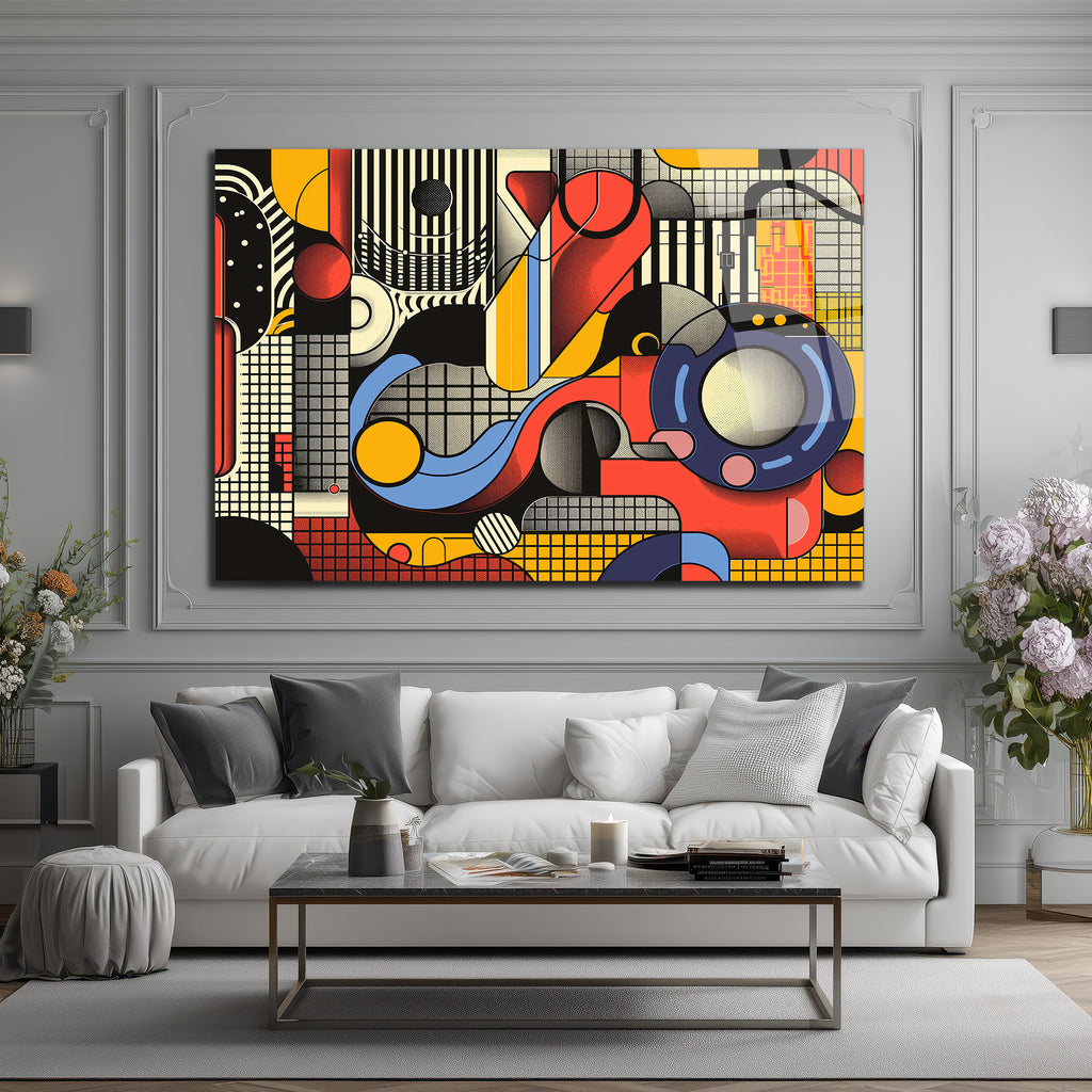Dinamik Ritimler Soyut Sanat Cam Tablo