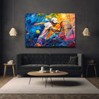 Dinamik Tenisçi Soyut Sanat Cam Tablo