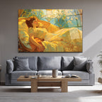Altın Işıltılı Rüya Art Nouveau Cam Tablo