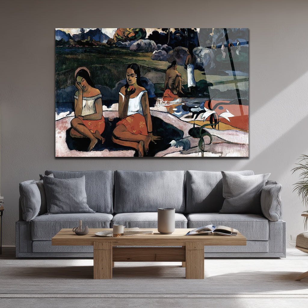 Gauguin'den Gizemli Tahiti Kadınları Temalı Sanatsal Cam Tablo