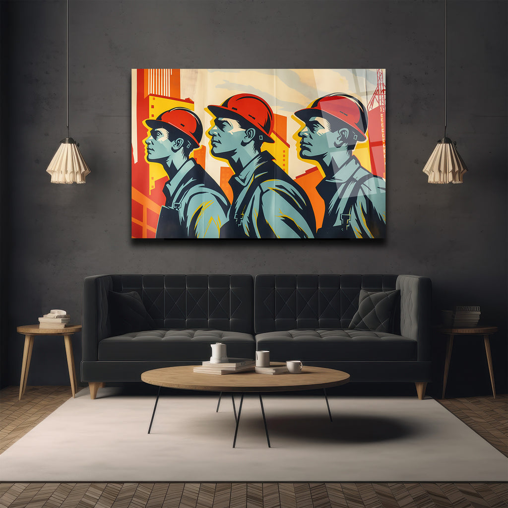 Endüstriyel Güç: Modern İşçi Temalı Sanat Cam Tablo