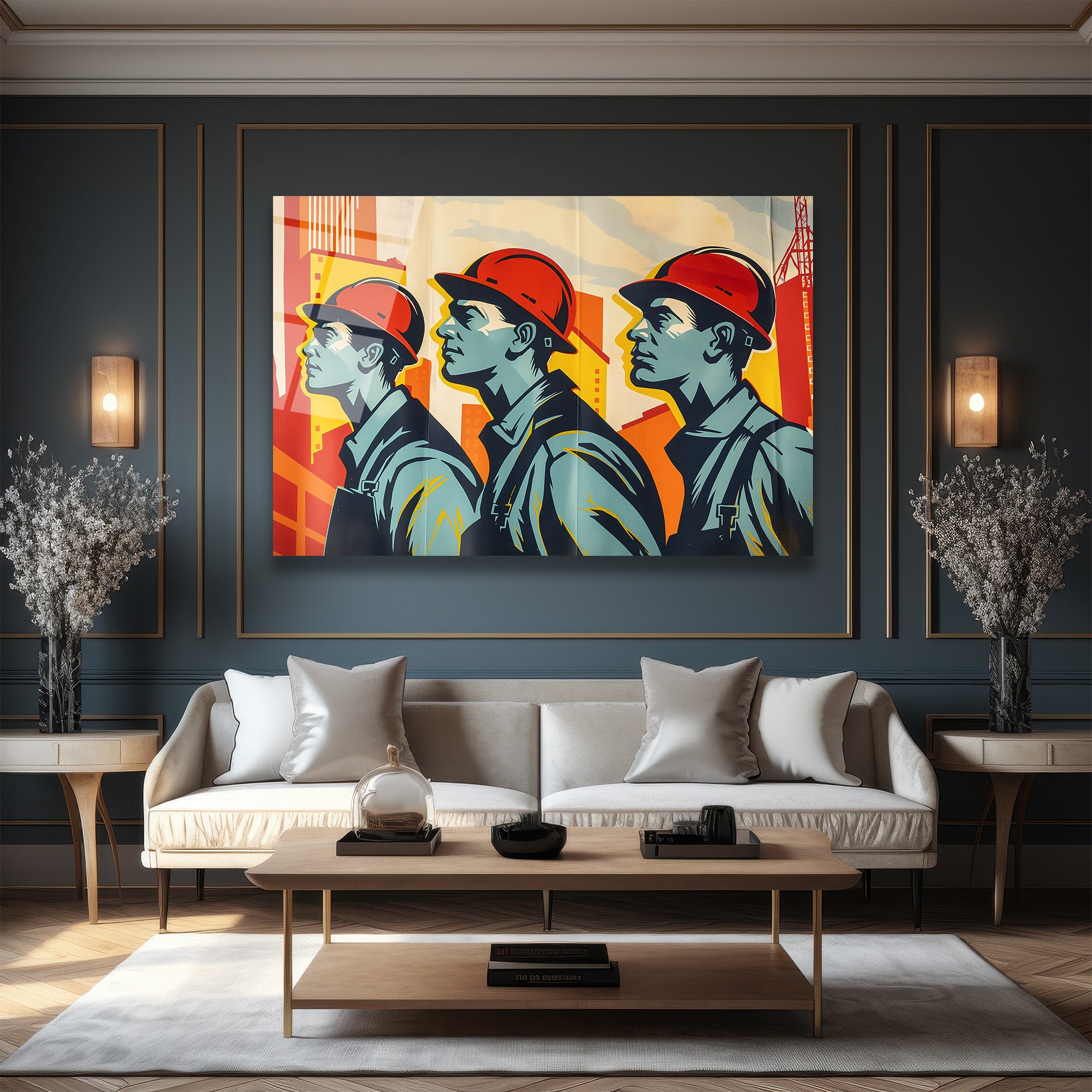 Endüstriyel Güç: Modern İşçi Temalı Sanat Cam Tablo
