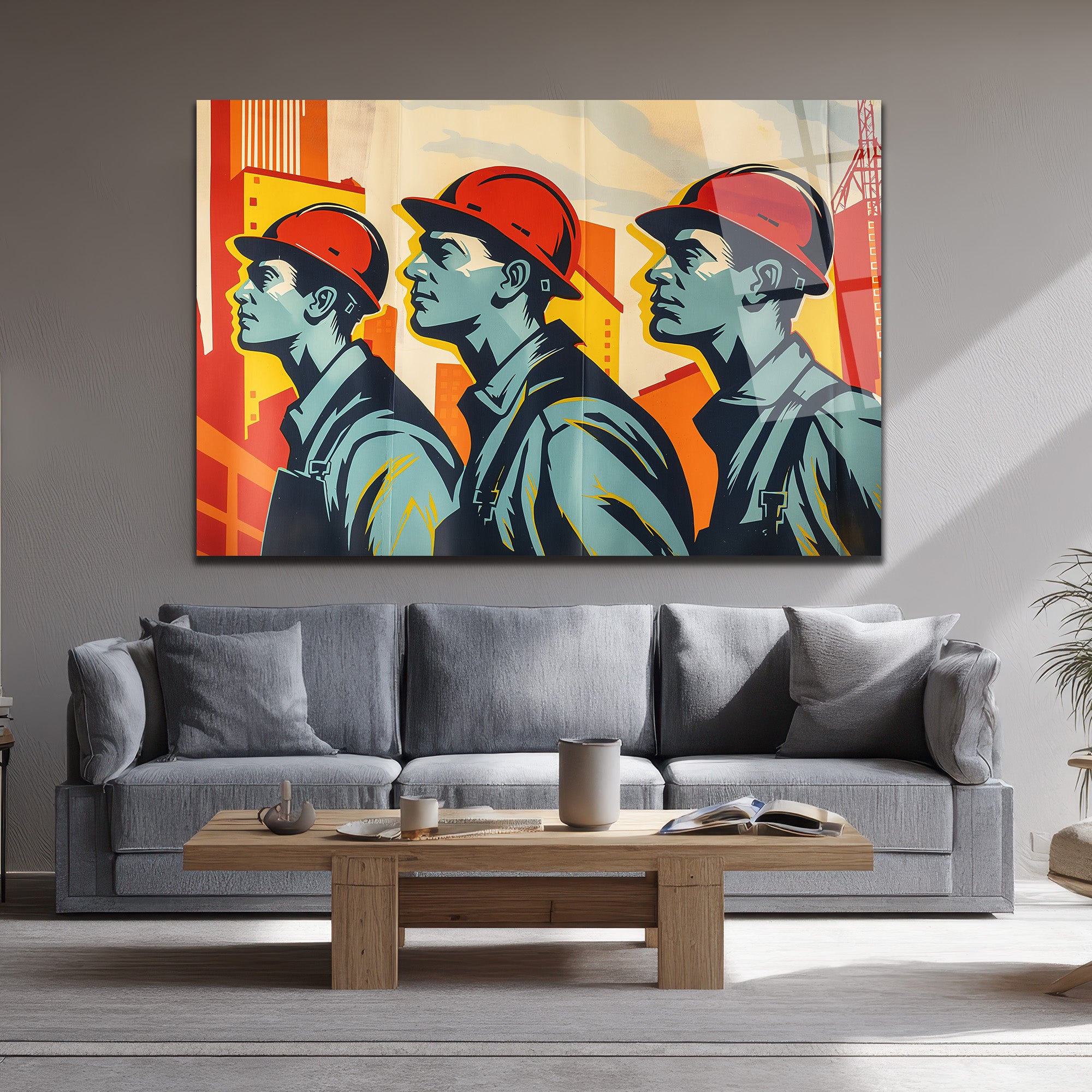 Endüstriyel Güç: Modern İşçi Temalı Sanat Cam Tablo