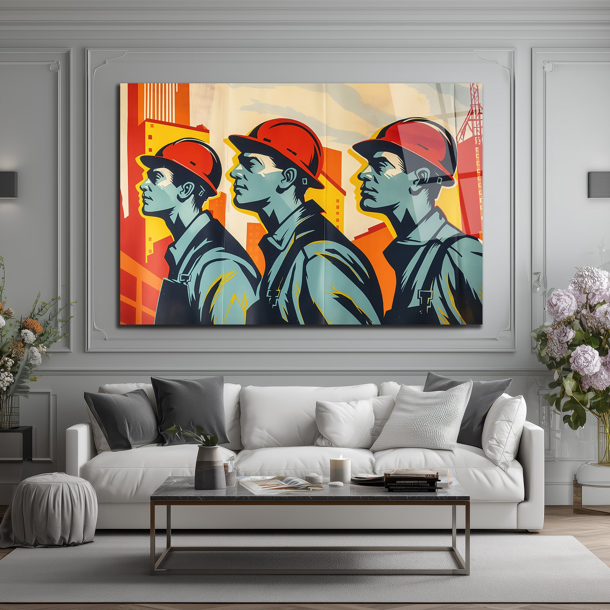 Endüstriyel Güç: Modern İşçi Temalı Sanat Cam Tablo