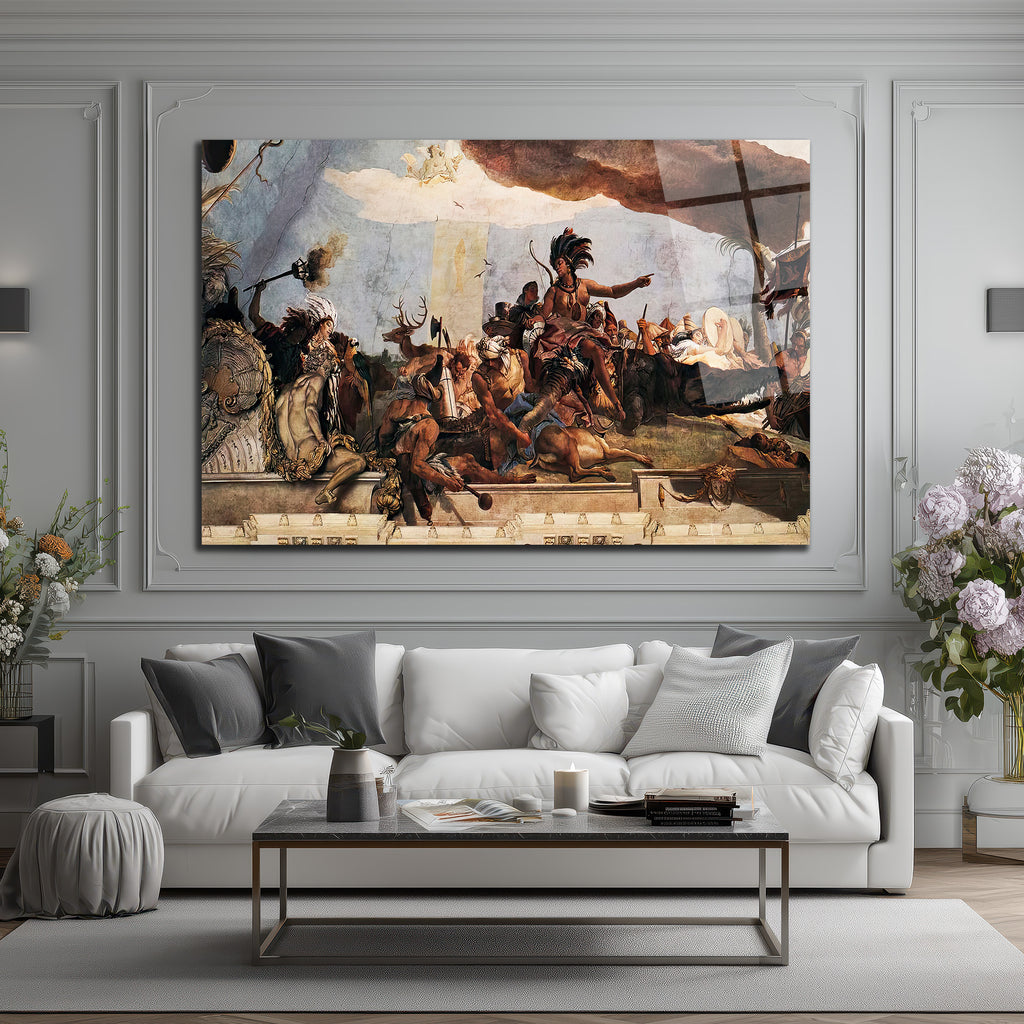 Tiepolo'nun Amerika Alegorisi Temalı Görkemli Cam Tablo
