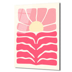Pembe Günbatımı Soyut Cam Tablo - Modern Sanat Duvar Dekoru