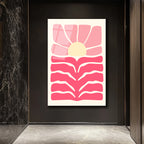 Pembe Günbatımı Soyut Cam Tablo - Modern Sanat Duvar Dekoru