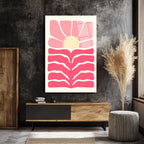 Pembe Günbatımı Soyut Cam Tablo - Modern Sanat Duvar Dekoru