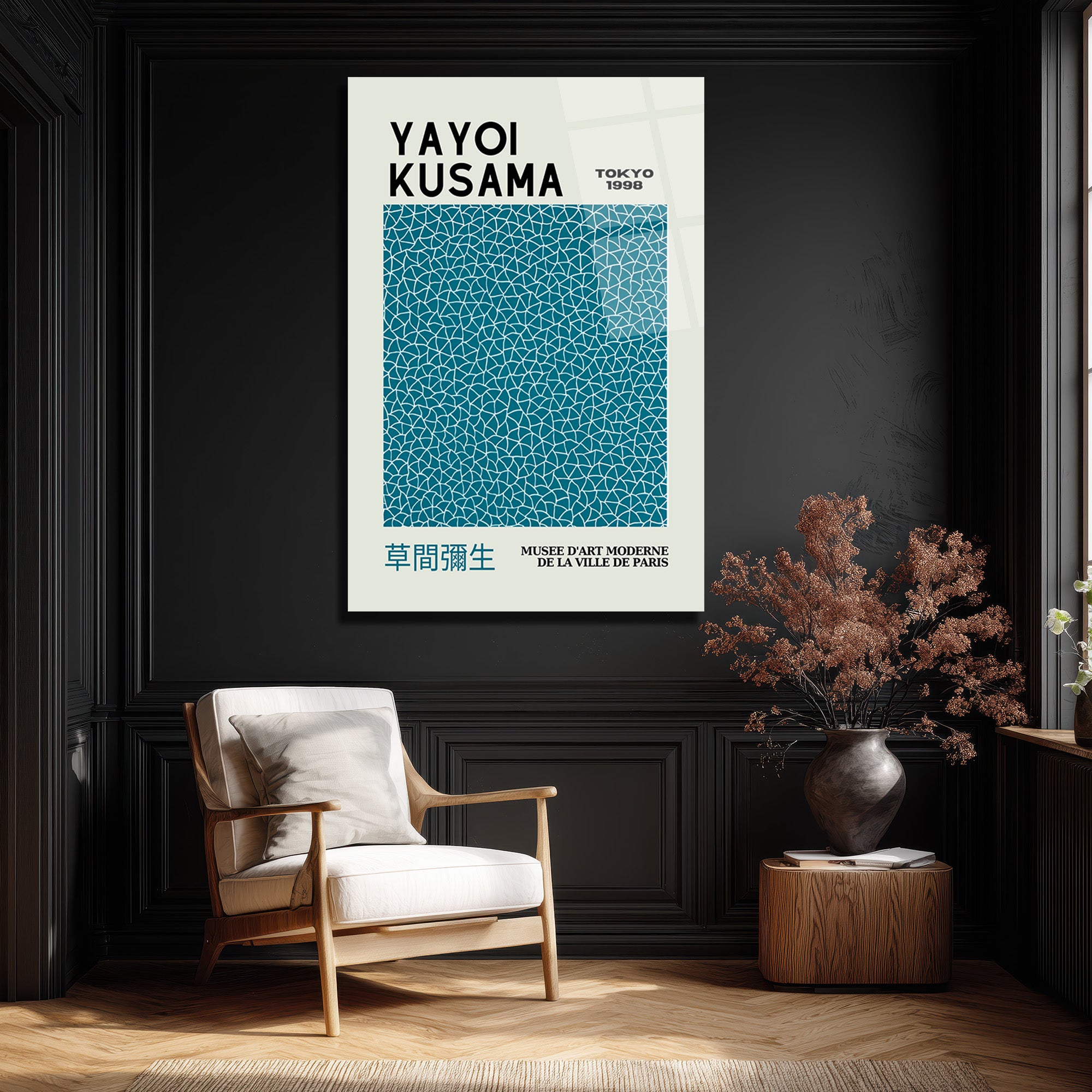 Yayoi Kusama Sonsuzluk Ağları Modern Sanat Cam Tablo