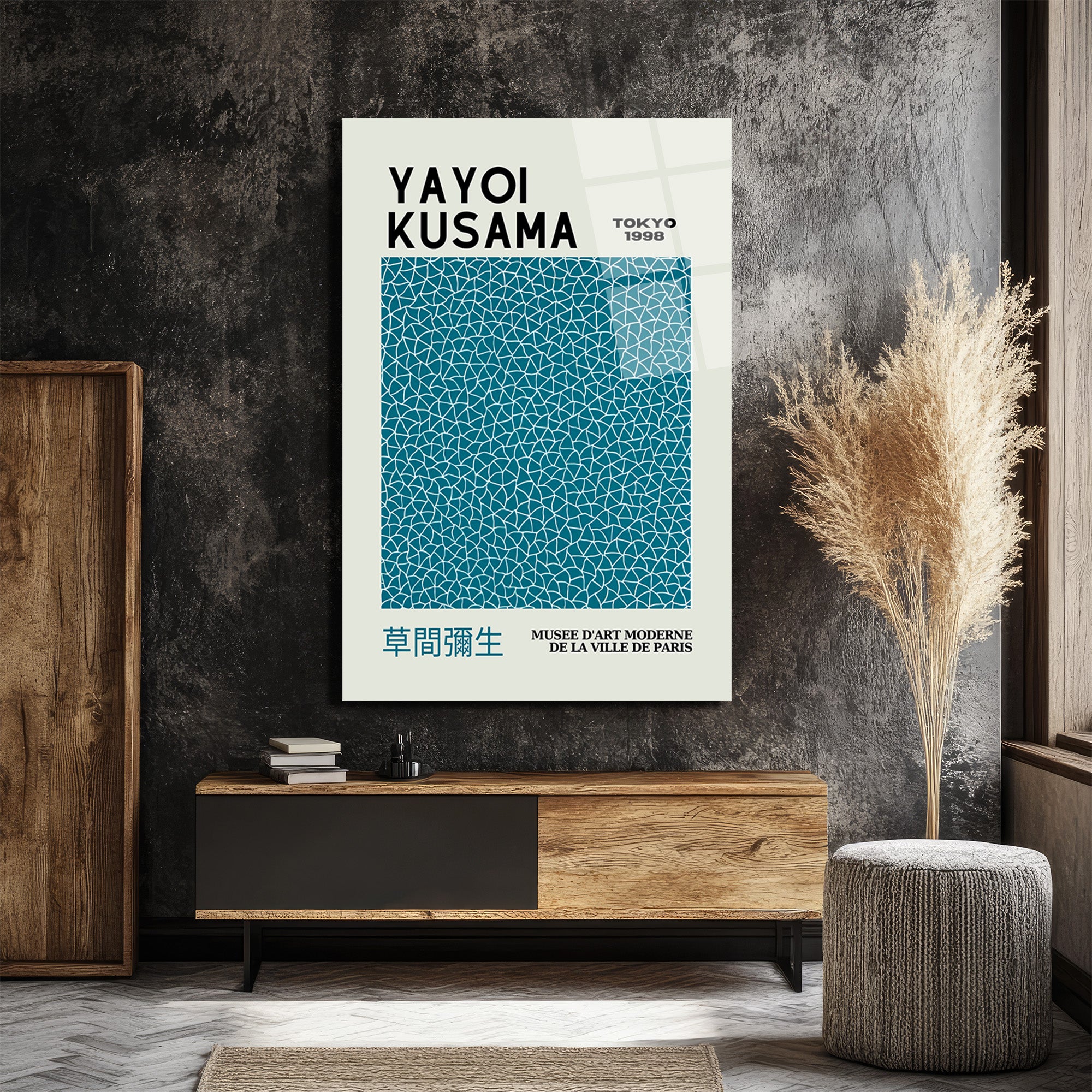 Yayoi Kusama Sonsuzluk Ağları Modern Sanat Cam Tablo