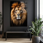 Görkemli Aslan Portresi Cam Tablo - Vahşi Ruhun İhtişamı